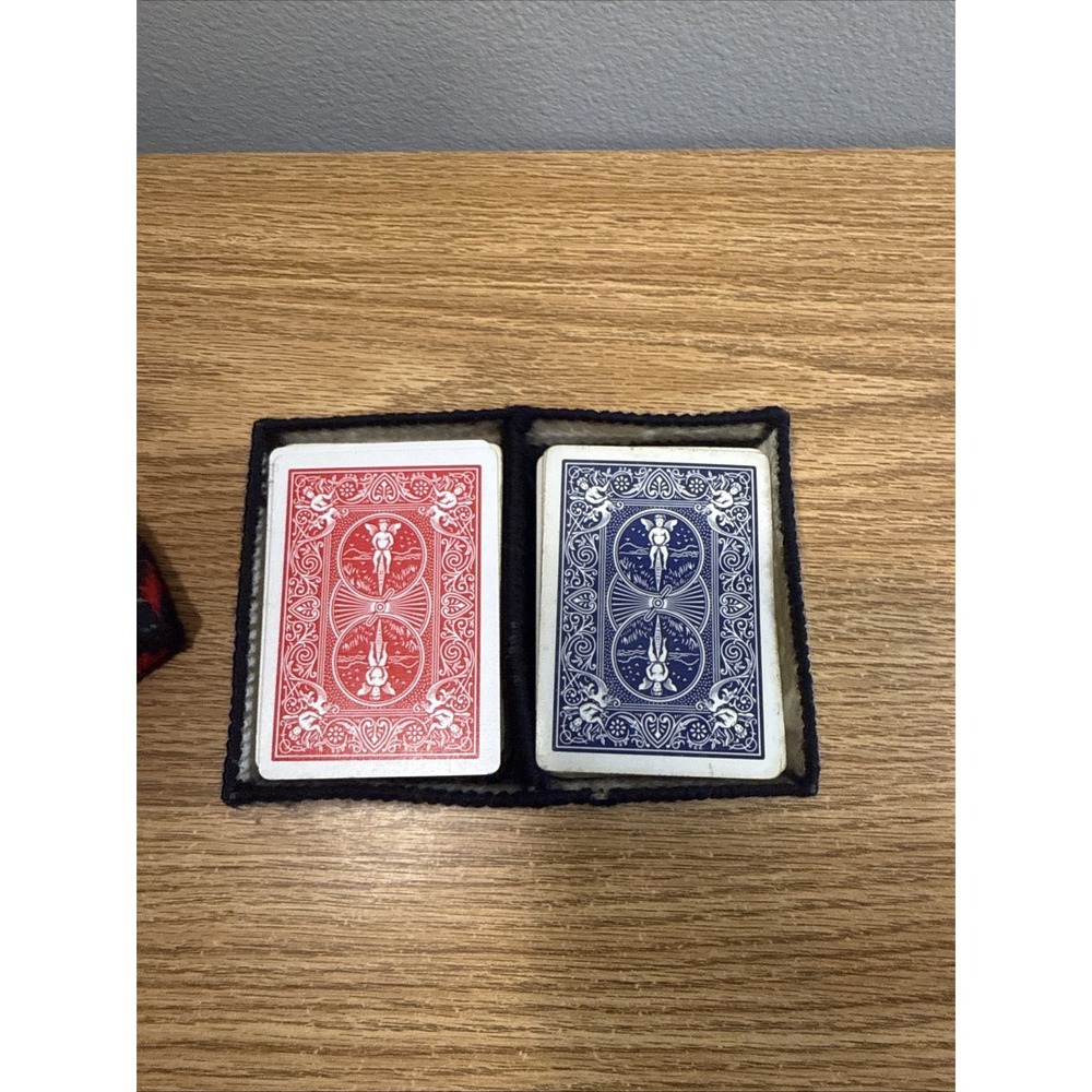 Vintage Knitted Embroidery Bridge Playing Card‎ Holder Double Deck Tray Holder - Picture 2 of 5